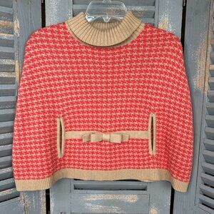 Janie and Jack Poncho Cape Herringbone Coral Tan Sz 6 NWT